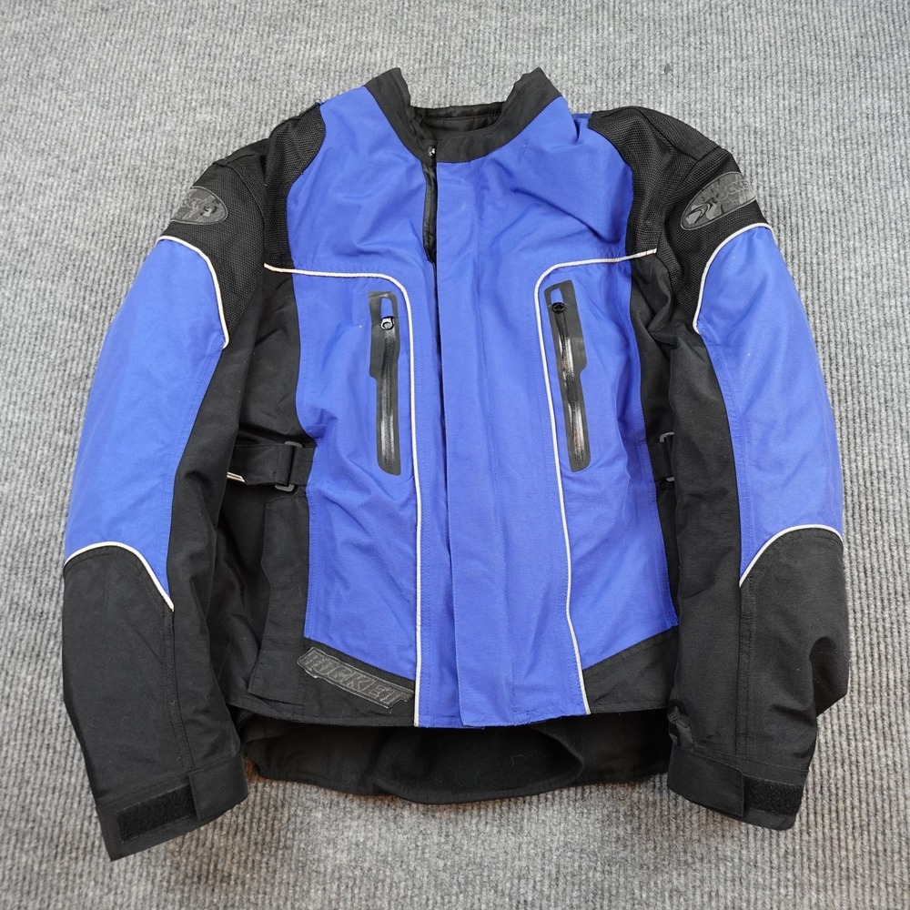 Joe Rocket Jacket Mens Large Blue Black Motorcycle Armor Lined Full Zip Riding